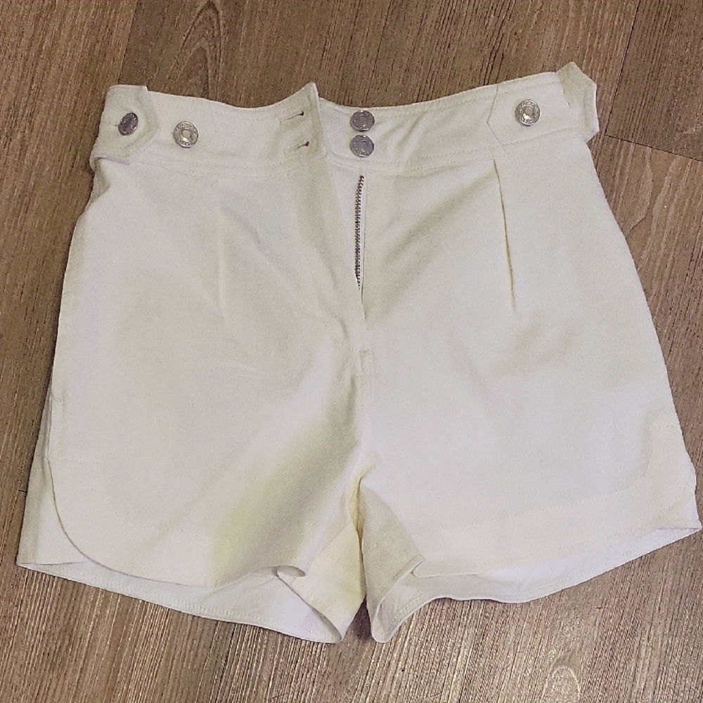 Derek Lam Cream High-Waisted Shorts